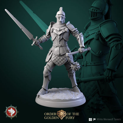 Knights | Order Of The Golden Fury | Resin 3D Printed Miniature | White Werewolf Tavern | RPG | D&D | DnD