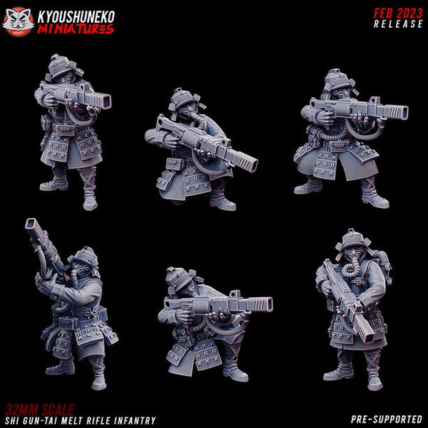 Infantry - Melta Rifle | Japanese Imperial Shi-gun Guard | Grimdark Sci-Fi Tabletop Gaming | Resin 3D Printed Miniature | Kyoushuneko