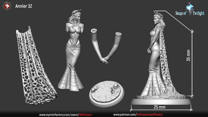 Drow Girl Anneir | Songs Of Twilight  | Multiple Scales | Resin 3D Printed Miniature | White Werewolf Tavern | RPG | D&D | DnD