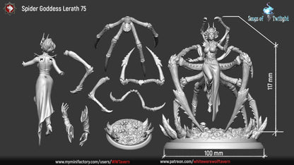 Spider Goddess Lerath | Songs Of Twilight  | Multiple Scales | Resin 3D Printed Miniature | White Werewolf Tavern | RPG | D&D | DnD