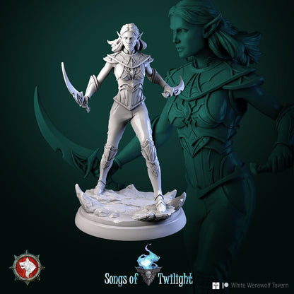 Drow Assassins Females set | Songs Of Twilight | Resin 3D Printed Miniature | White Werewolf Tavern | RPG | D&D | DnD