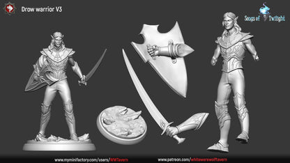 Drow Warriors Set | Songs Of Twilight | Resin 3D Printed Miniature | White Werewolf Tavern | RPG | D&D | DnD