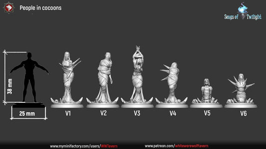 People In Cocoons Set | Songs Of Twilight | Resin 3D Printed Miniature | White Werewolf Tavern | RPG | D&D | DnD