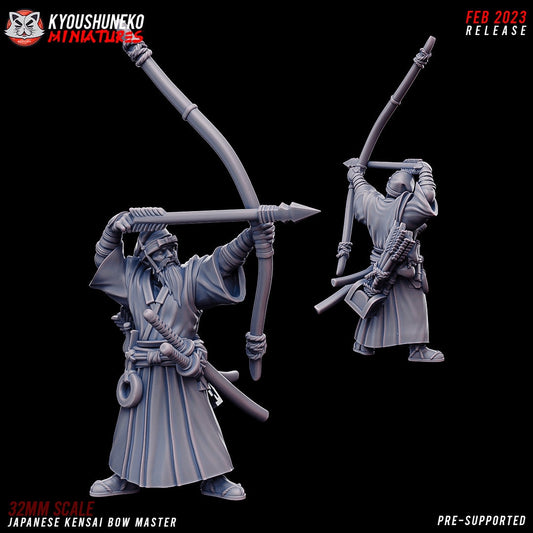 Japanese Kensai Bow Master | Resin 3D Printed Miniatures | Kyoushuneko | Table Top Gaming | RPG | D&D | Pathfinder