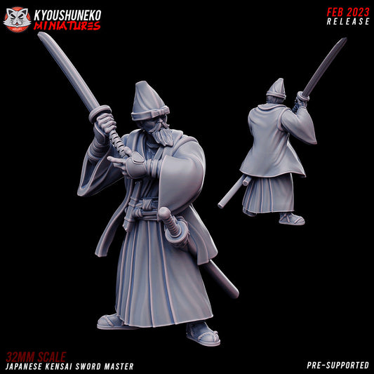 Japanese Kensai Sword Master | Resin 3D Printed Miniatures | Kyoushuneko | Table Top Gaming | RPG | D&D | Pathfinder