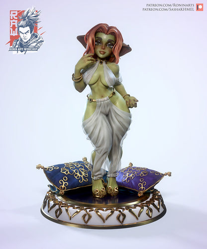 Goblin Girl Pinup (Aikten) | Nude or Clothed | 75/120mm Scale | Resin 3D Printed Miniature | Ronin Arts Workshop