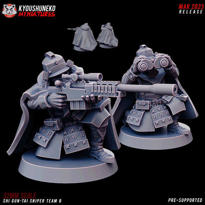 Sniper Teams | Japanese Imperial Shi-gun Guard | Grimdark Sci-Fi Tabletop Gaming | Resin 3D Printed Miniature | Kyoushuneko