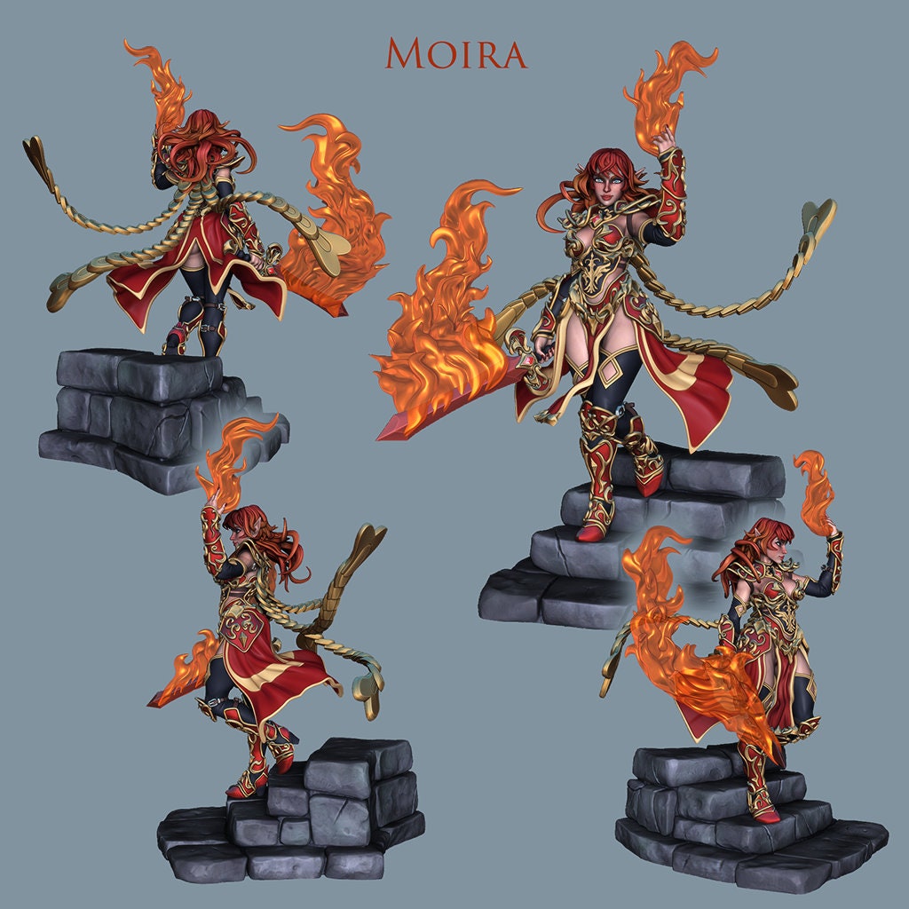 Battlemage Moira | Pyromancers | 35mm Scale | Resin 3D Printed Miniature | Ronin Arts Workshop | Guild Wars