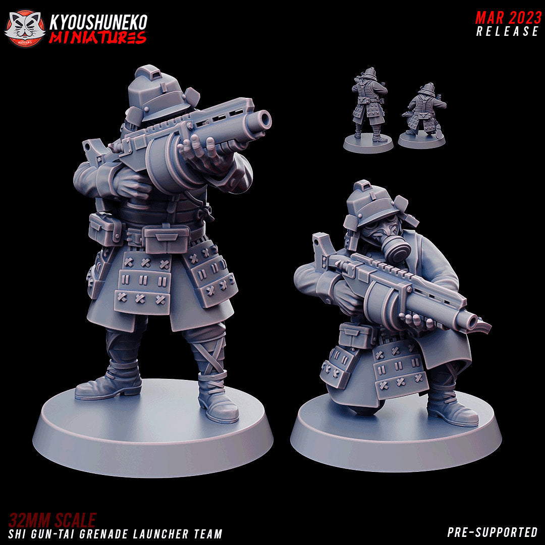 Japanese Grenade Launcher Team | Imperial Shi-gun Guard | Grimdark Sci-Fi Tabletop Gaming | Resin 3D Printed Miniature | Kyoushuneko