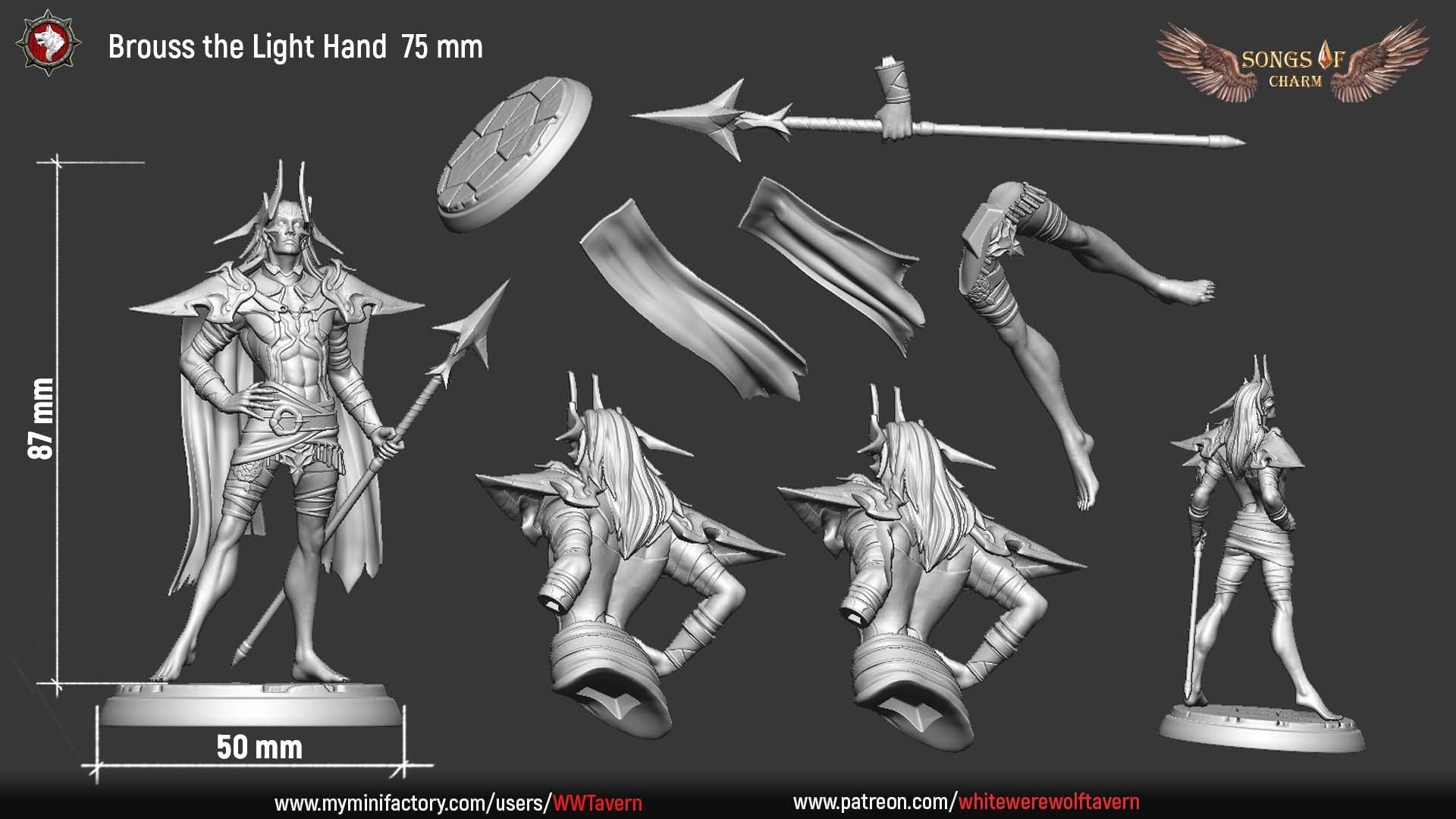 Brouss The Light Hand | Multiple Scales | Resin 3D Printed Miniature | White Werewolf Tavern | RPG | D&D | DnD
