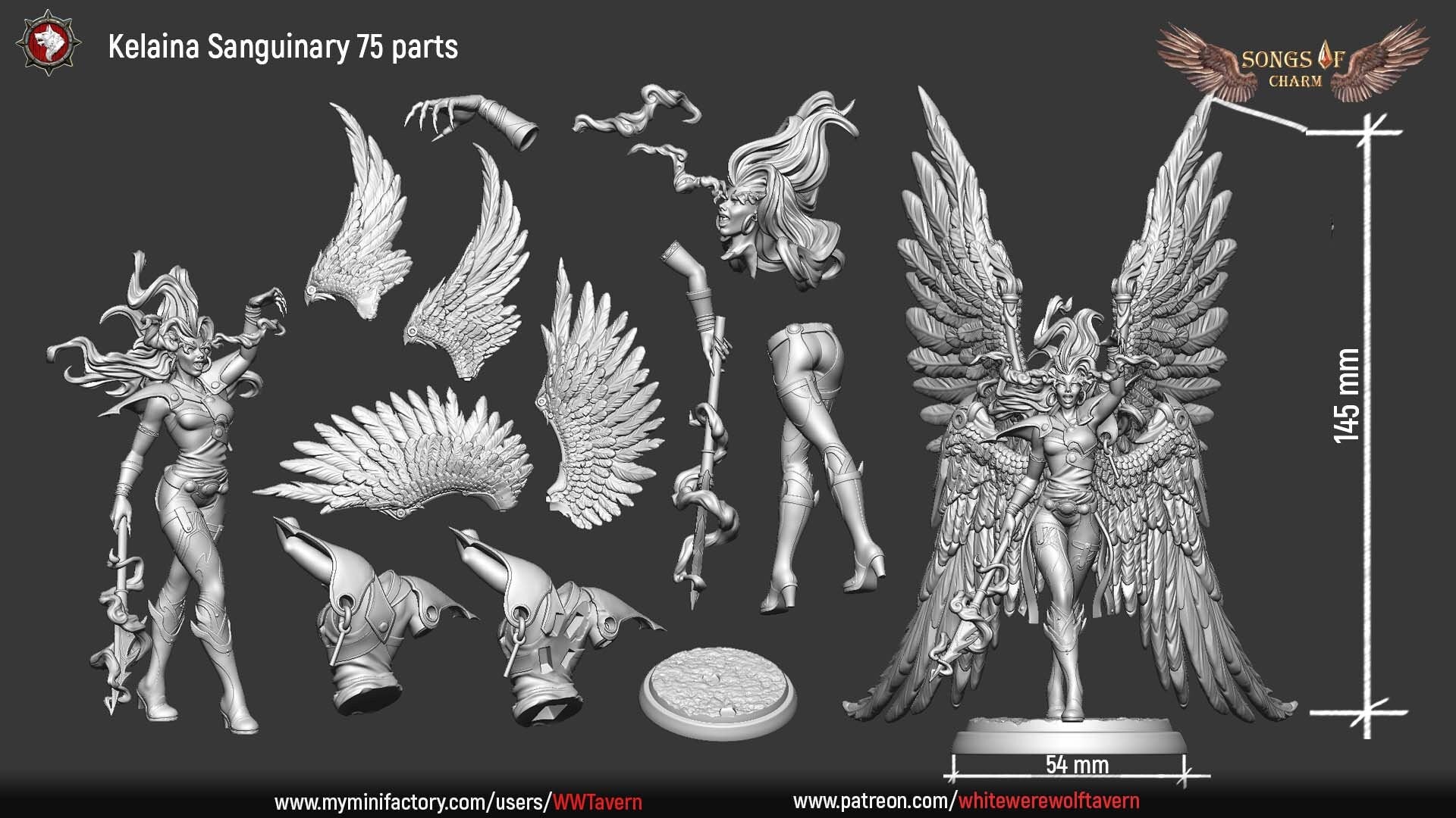 Kelaina Sanguinary | Multiple Scales | Resin 3D Printed Miniature | White Werewolf Tavern | RPG | D&D | DnD
