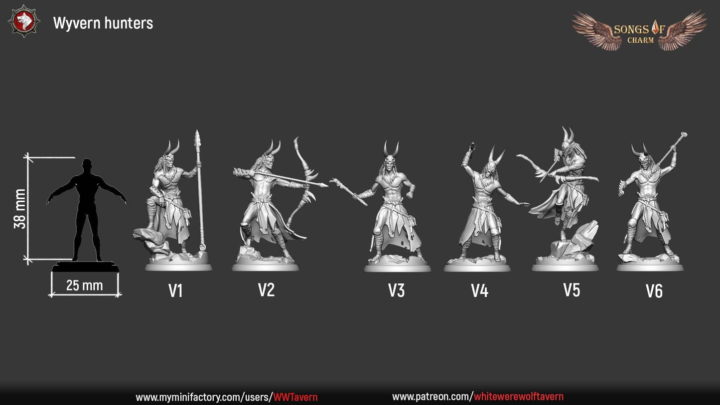 Wyvern Hunters | Songs Of Charm | Resin 3D Printed Miniature | White Werewolf Tavern | RPG | D&D | DnD