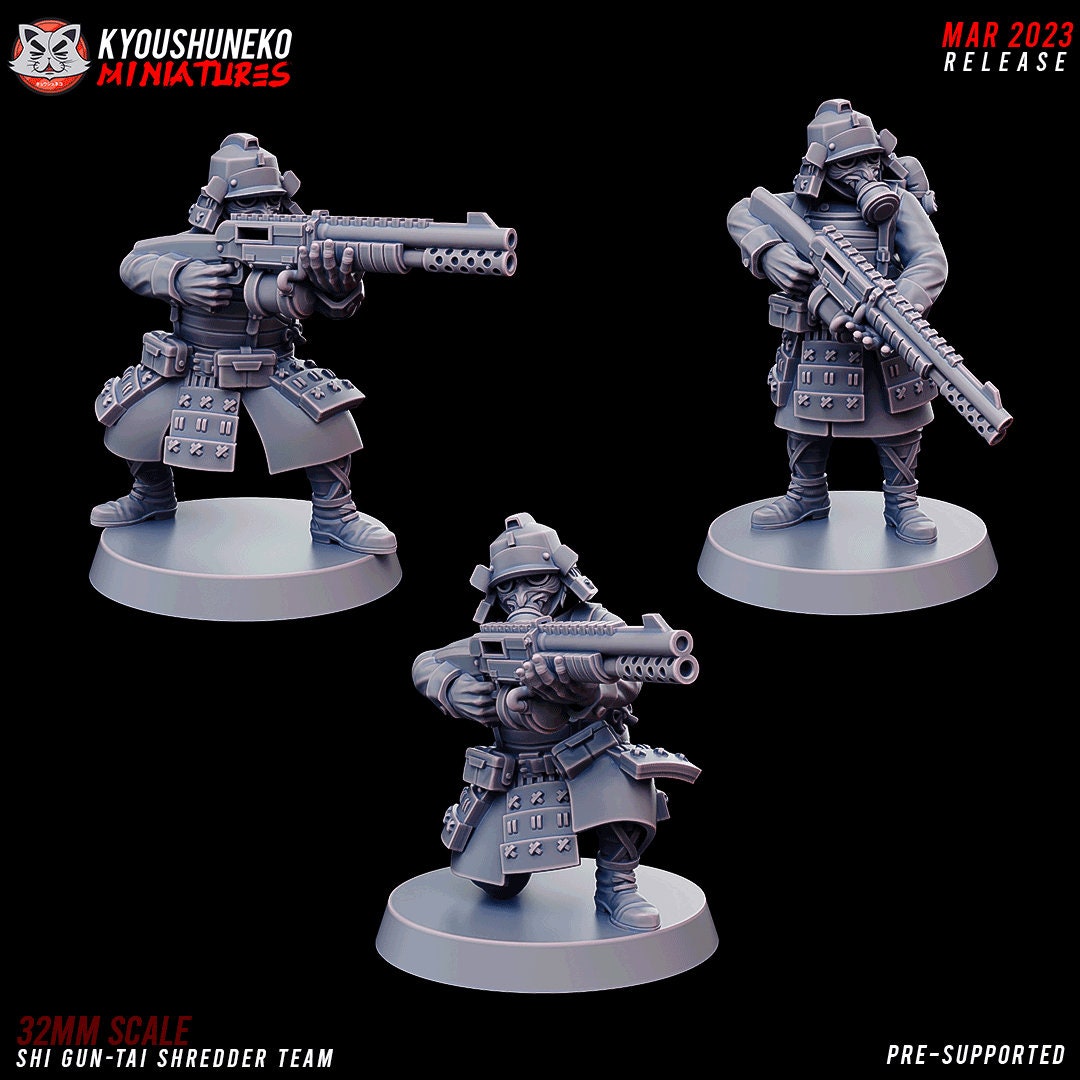 Shredder Team | Japanese Imperial Shi-gun Guard | Grimdark Sci-Fi Tabletop Gaming | Resin 3D Printed Miniature | Kyoushuneko