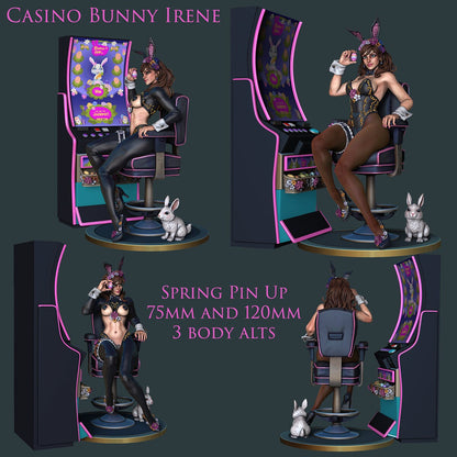 Jackpot Pin-up | Casino Hostess Irene | Clothed or Nude | Resin 3D Printed Pinup | Ronin Arts Workshop