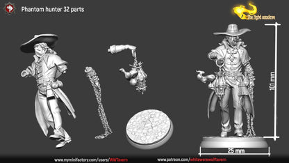 Roody Phantom Hunter | The Light Conclave | Multiple Scales | Resin 3D Printed Miniature | White Werewolf Tavern | RPG | D&D | DnD