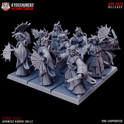 Kabuki Dolls | Resin 3D Printed Miniatures | Kyoushuneko | Table Top Gaming | RPG | D&D | Pathfinder