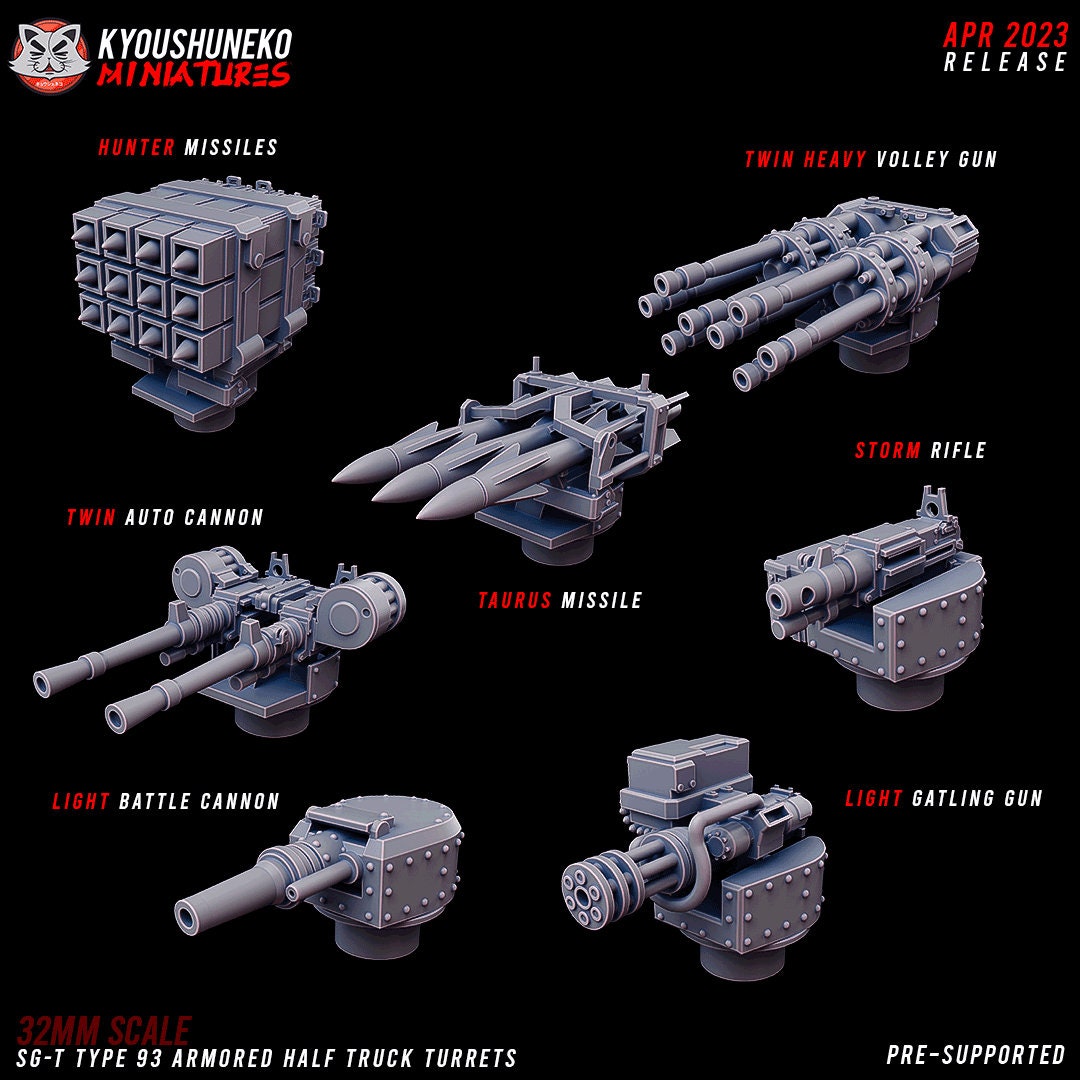 Armored Half-Truck (Type 93) | Multiple Weapon Types | Japanese Imperial Shi-gun Guard | Grimdark Sci-Fi | Resin 3D Printed | Kyoushuneko