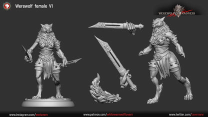 Werewolf Warriors - Females | Resin 3D Printed Miniature | White Werewolf Tavern