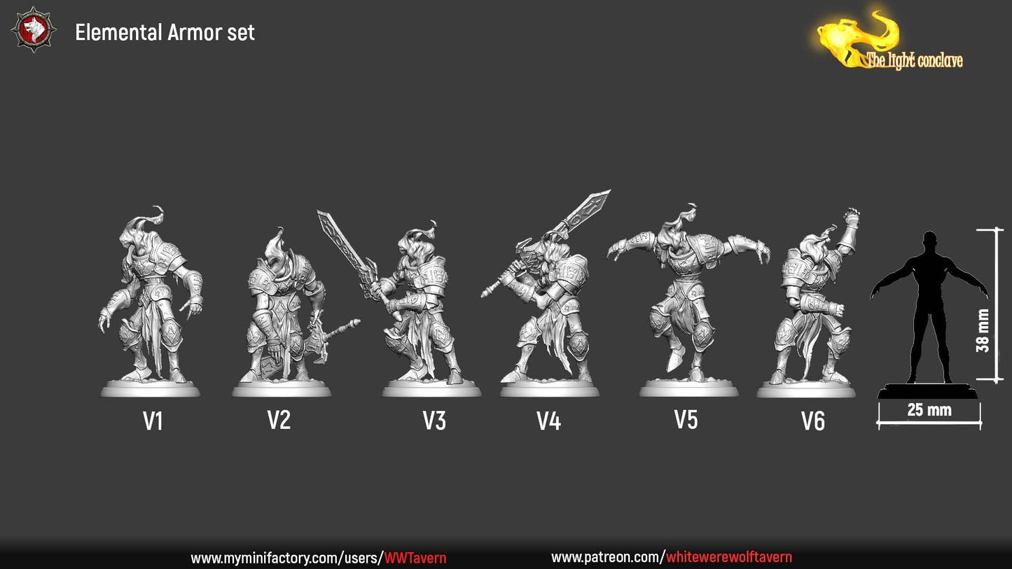 Elemental Armor Set | The Light Conclave | Resin 3D Printed Miniature | White Werewolf Tavern | RPG | D&D | DnD