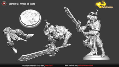 Elemental Armor Set | The Light Conclave | Resin 3D Printed Miniature | White Werewolf Tavern | RPG | D&D | DnD