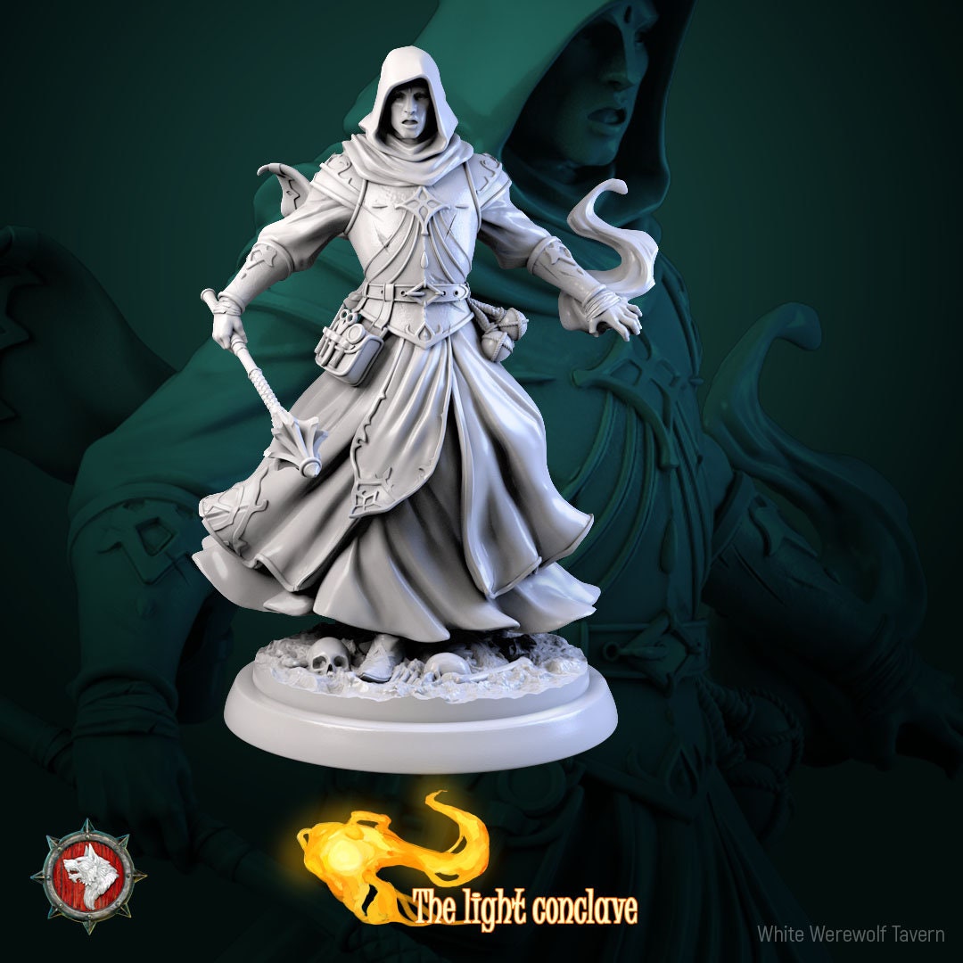 Masked Cleric Set | The Light Conclave | Resin 3D Printed Miniature | White Werewolf Tavern | RPG | D&D | DnD