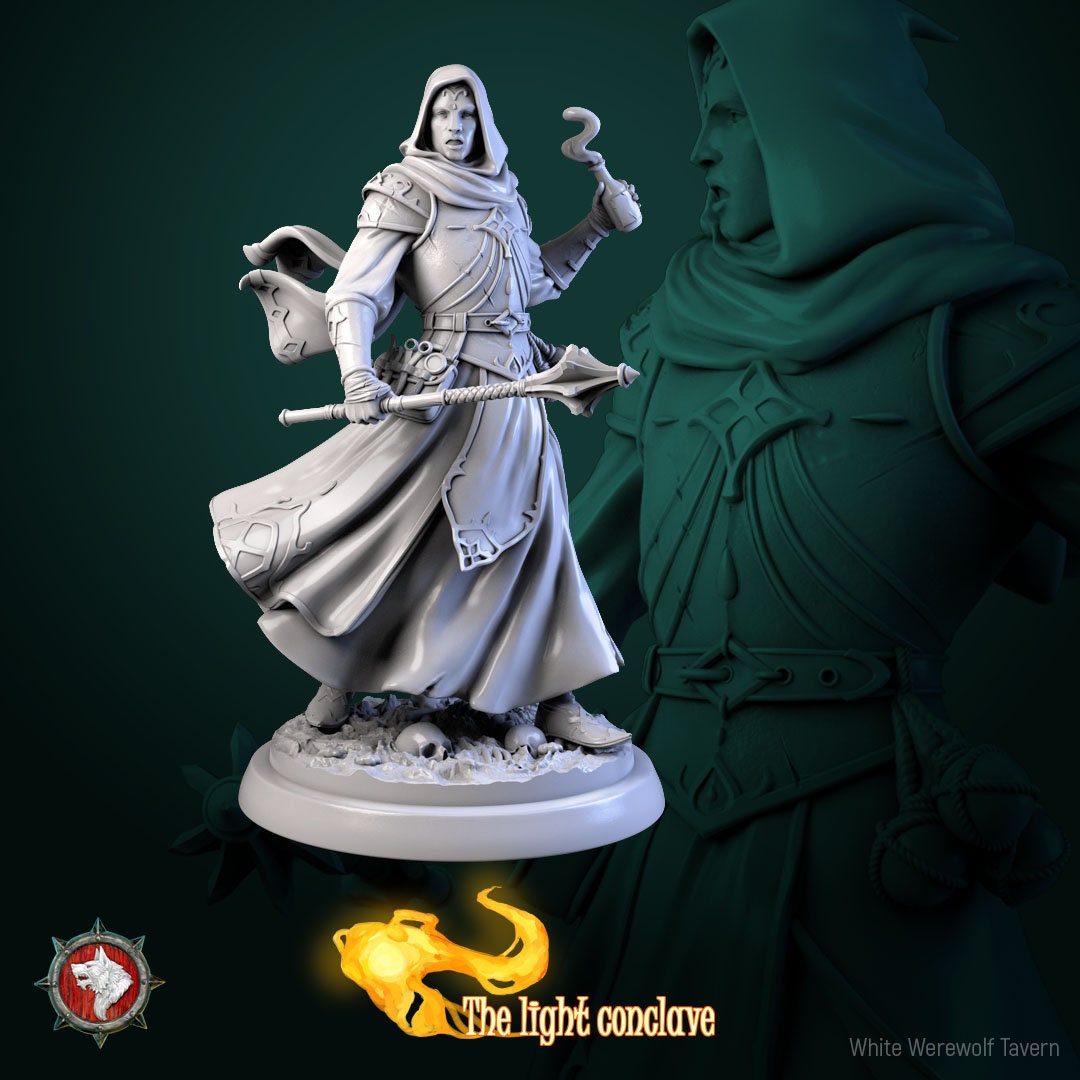 Masked Cleric Set | The Light Conclave | Resin 3D Printed Miniature | White Werewolf Tavern | RPG | D&D | DnD