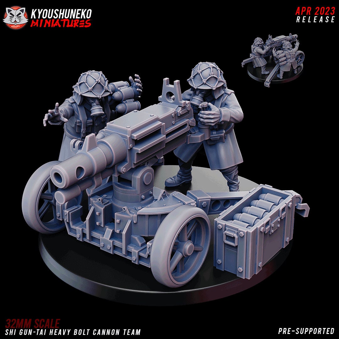 Heavy Bolt Cannon | Japanese Imperial Shi-gun Guard | Grimdark Sci-Fi Tabletop Gaming | Resin 3D Printed Miniature | Kyoushuneko