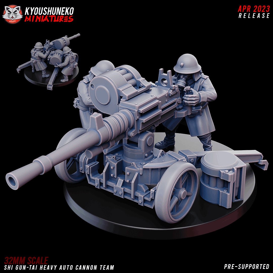 Heavy Auto Cannon | Japanese Imperial Shi-gun Guard | Grimdark Sci-Fi Tabletop Gaming | Resin 3D Printed Miniature | Kyoushuneko