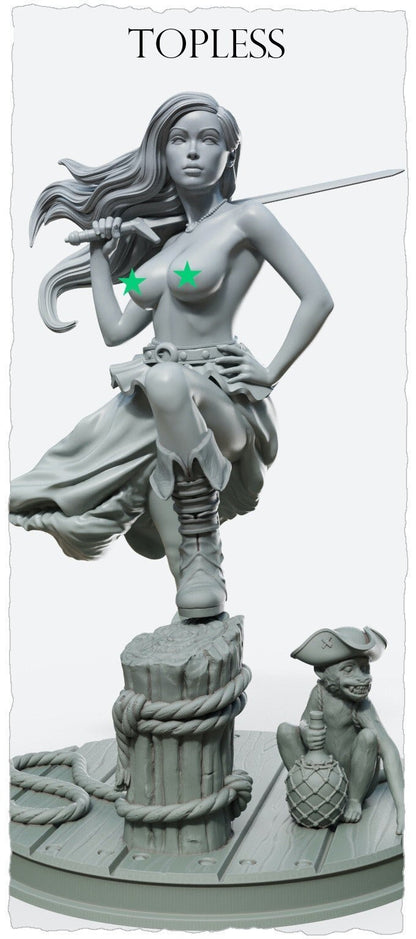 Marina | Sexy Pirate | Female Miniatures | Clothed or Nude | Resin 3D Printed Pinup