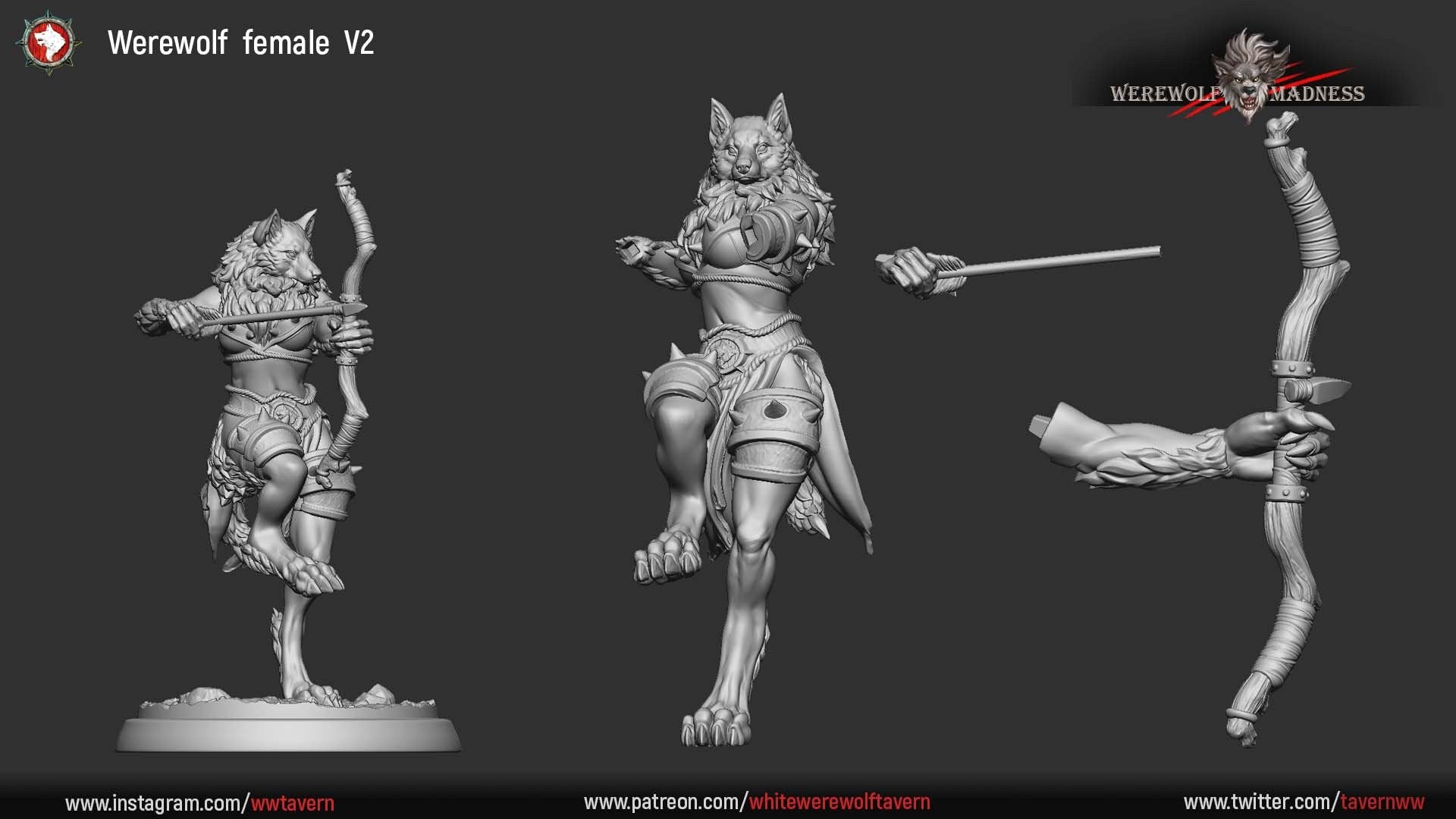 Werewolf Warriors - Females | Resin 3D Printed Miniature | White Werewolf Tavern