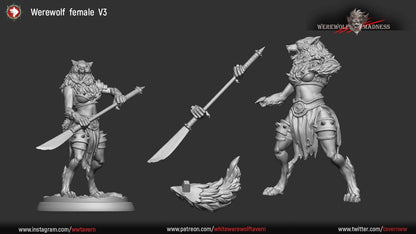 Werewolf Warriors - Females | Resin 3D Printed Miniature | White Werewolf Tavern