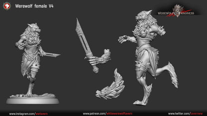 Werewolf Warriors - Females | Resin 3D Printed Miniature | White Werewolf Tavern
