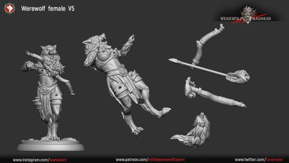 Werewolf Warriors - Females | Resin 3D Printed Miniature | White Werewolf Tavern