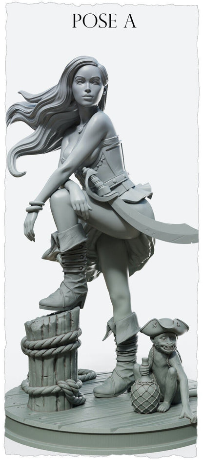 Marina | Sexy Pirate | Female Miniatures | Clothed or Nude | Resin 3D Printed Pinup