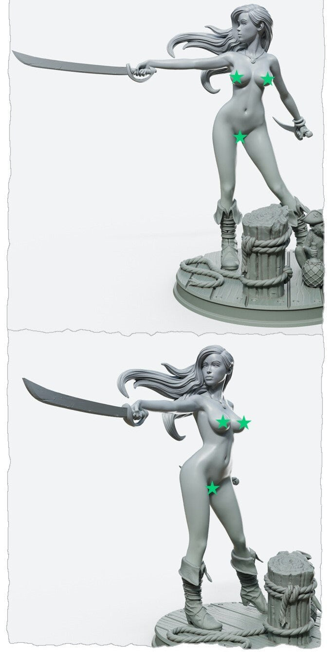 Marina | Sexy Pirate | Female Miniatures | Clothed or Nude | Resin 3D Printed Pinup