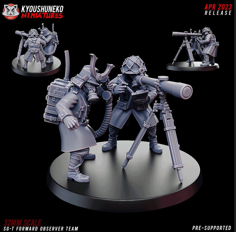 Forward Observation Team | Japanese Imperial Shi-gun Guard | Grimdark Sci-Fi Tabletop Gaming | Resin 3D Printed Miniature | Kyoushuneko