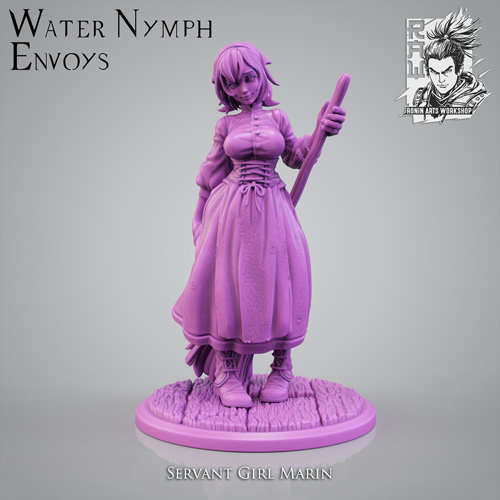 Marin the Servant Girl / Water Nymph | 35mm/54mm | NSFW Nymph Available | Resin 3D Printed Miniature | Ronin Arts Workshop