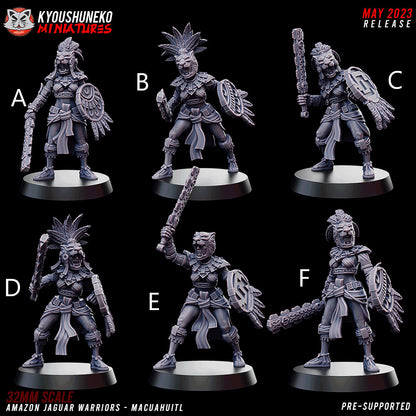 Amazon Jaguar Warriors | Resin 3D Printed Miniatures | Kyoushuneko | Table Top Gaming | RPG | D&D | Pathfinder