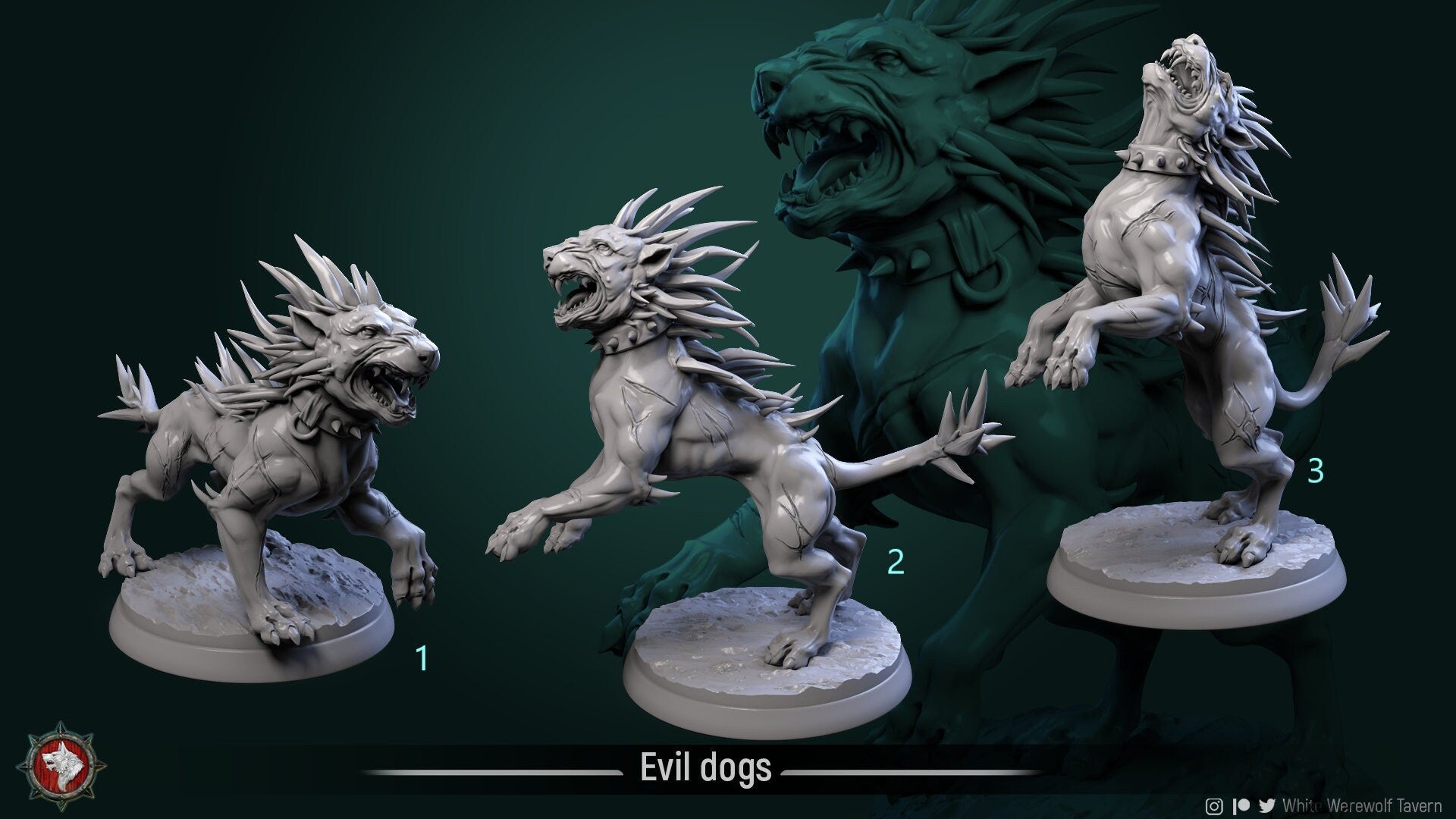 Evil Dogs | Resin 3D Printed Miniature | White Werewolf Tavern