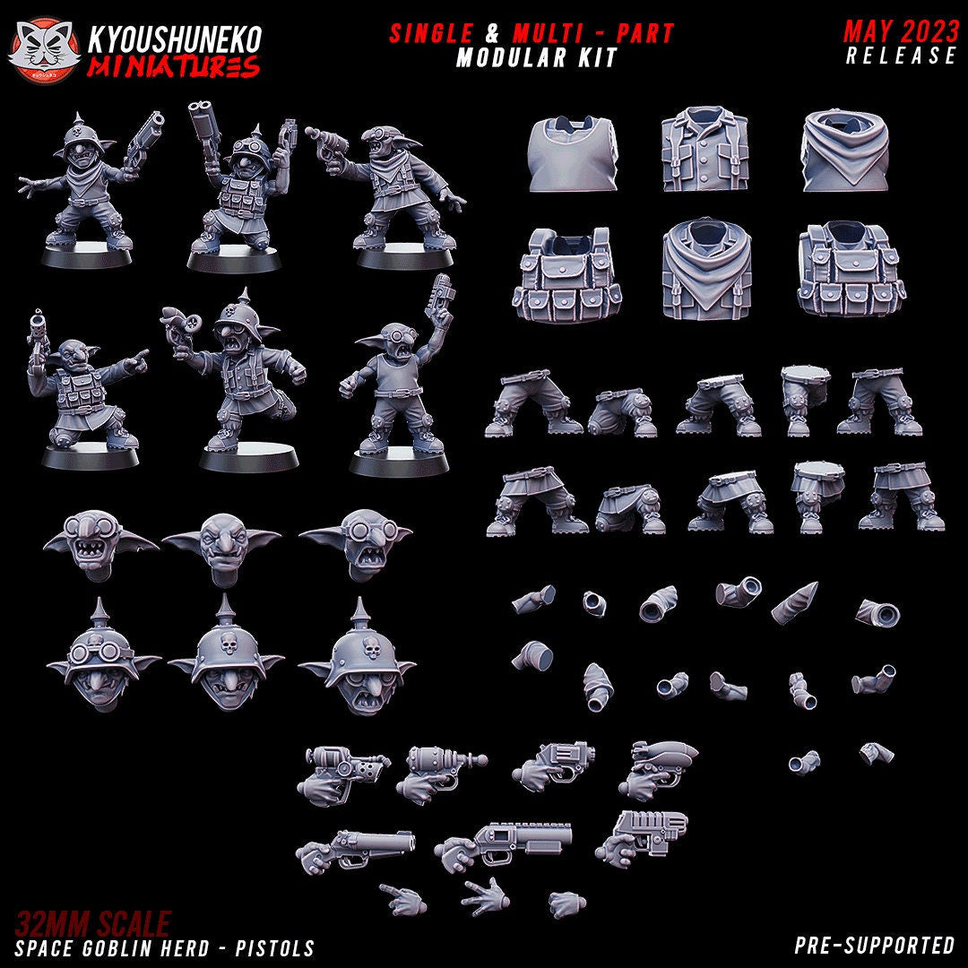 Space Goblins | Gretchins | Greenskins | Warhammer 40k Proxies | Resin 3d printed miniatures | Kyoushuneko
