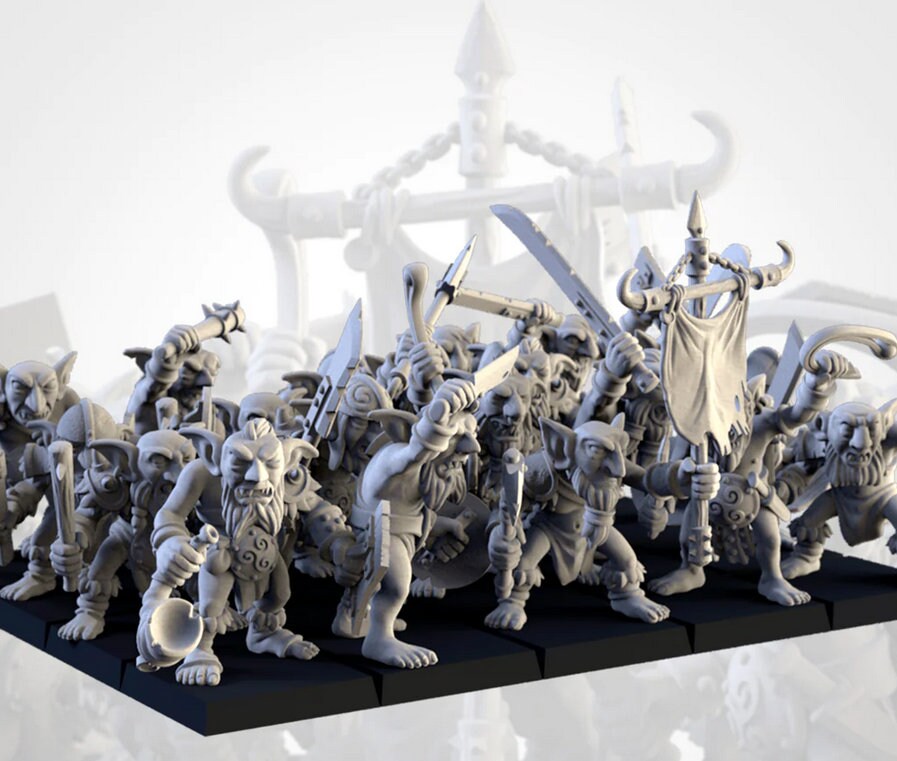Gnoblars | Goblin Scraplings | Modular Kit | Northern Ogres | Resin 3D Printed Miniature | Txarli Factory | RPG | D&D | Warhammer