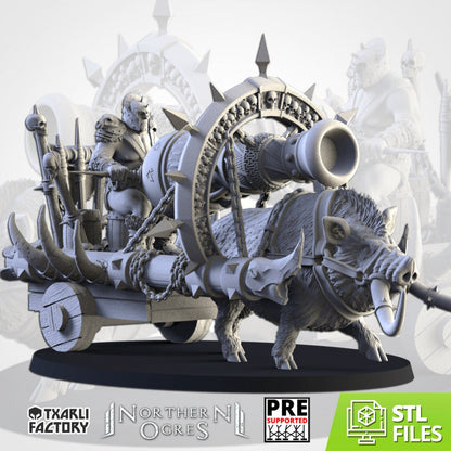 Ogre Ironblaster | Thunder Cannon | Northern Ogres | Resin 3D Printed Miniature | Txarli Factory | RPG | D&D