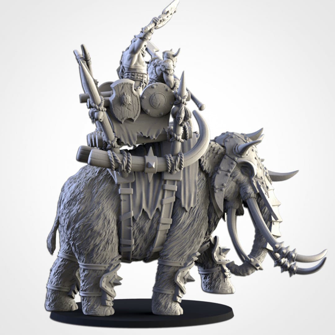 Ogres on War Mammoth| Northern Ogres | Resin 3D Printed Miniature | Txarli Factory | RPG | D&D | Warhammer