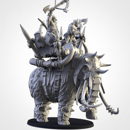 Ogres on War Mammoth| Northern Ogres | Resin 3D Printed Miniature | Txarli Factory | RPG | D&D