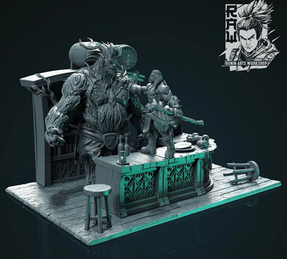 Tavern Brawl | Diorama | Fantasy Tavern | Resin 3D Printed Miniature | Ronin Arts Workshop