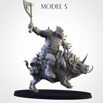Grimhorn Rhinox Rider Proxies (Boar Riders) | Northern Ogres | Resin 3D Printed Miniature | Txarli Factory | RPG | D&D