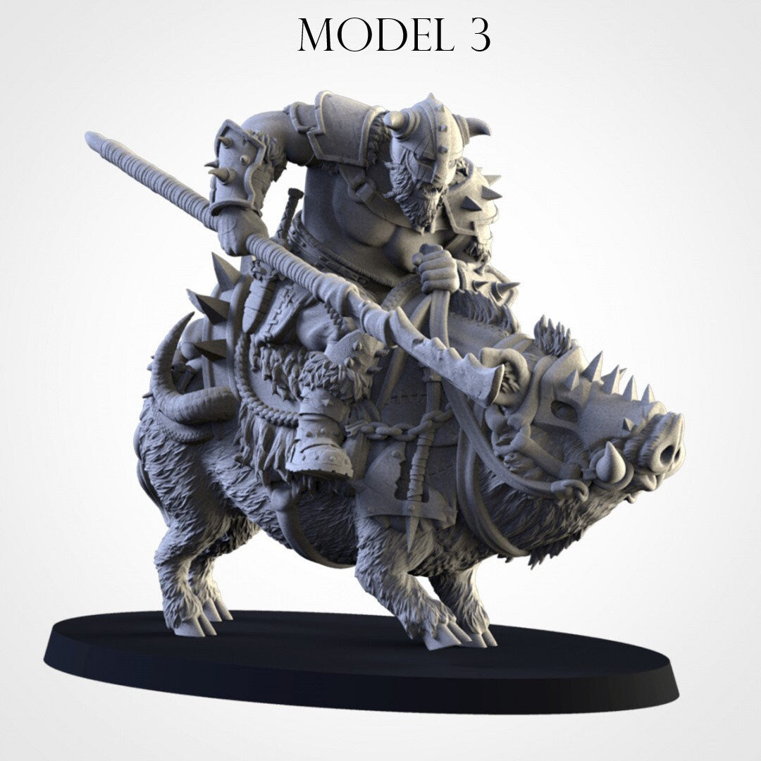 Grimhorn Rhinox Rider Proxies (Boar Riders) | Northern Ogres | Resin 3D Printed Miniature | Txarli Factory | RPG | D&D | Warhammer
