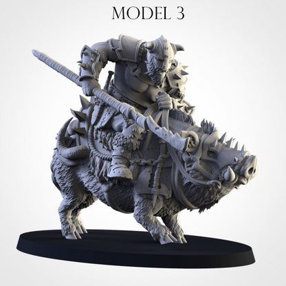 Grimhorn Rhinox Rider Proxies (Boar Riders) | Northern Ogres | Resin 3D Printed Miniature | Txarli Factory | RPG | D&D