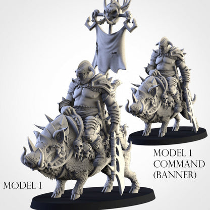 Grimhorn Rhinox Rider Proxies (Boar Riders) | Northern Ogres | Resin 3D Printed Miniature | Txarli Factory | RPG | D&D
