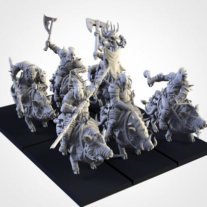Grimhorn Rhinox Rider Proxies (Boar Riders) | Northern Ogres | Resin 3D Printed Miniature | Txarli Factory | RPG | D&D